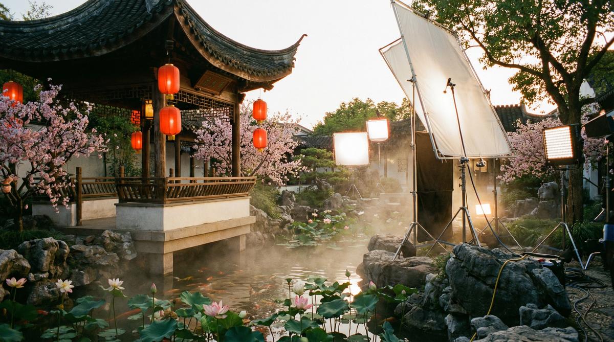 91传媒古风园林传媒拍摄东方美学影视创作